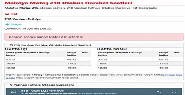 Malatya Fethiye MOTA Otobs Seferleri Bu Gn Balad